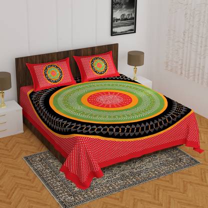 TULSI IMPEX 144 TC Cotton Double Abstract Flat Bedsheet