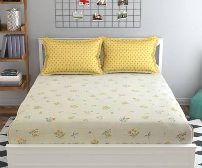SIDDHIVINAYAK HOME DÉCOR 230 TC Polycotton Double Floral Fitted (Elastic) Bedsheet