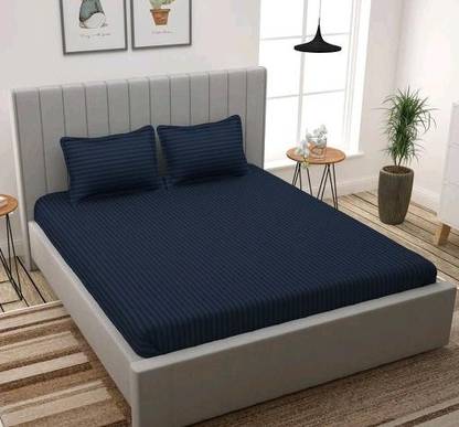 CLOVIS KRAFTS 300 TC Satin King Solid Fitted (Elastic) Bedsheet