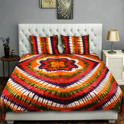 QADRI IMPEX 350 TC Cotton King Jaipuri Prints Flat Bedsheet