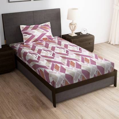 Story@home 180 TC Microfiber Single Abstract Flat Bedsheet  (Pack of 1, Mauve, Pink)