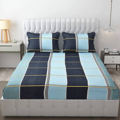 Saarvi creation Microfiber Double Flat 300 TC Abstract Bedsheet