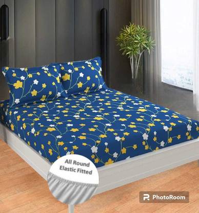 LEVONIA 220 TC Cotton Double Printed Fitted (Elastic) Bedsheet