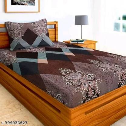 TerryFox 280 TC Cotton Single Floral Flat Bedsheet