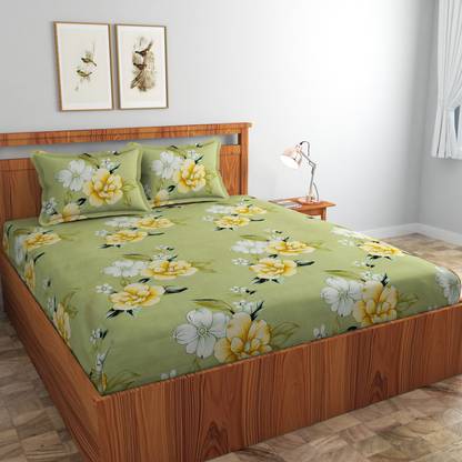 Ethe Home 280 TC Cotton Double Printed Fitted (Elastic) Bedsheet