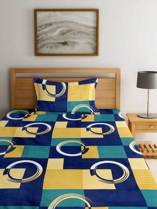Fashion String 144 TC Microfiber Single Geometric Flat Bedsheet