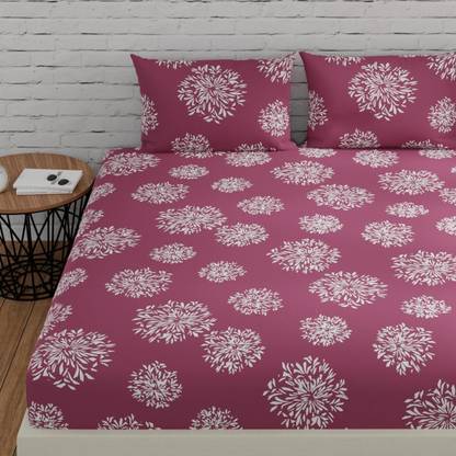 Fabricora 210 TC Cotton Single Floral Fitted (Elastic) Bedsheet