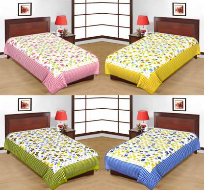 UNIQCHOICE 120 TC Cotton Single Floral Flat Bedsheet