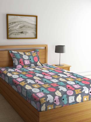 Klotthe Polycotton Single Flat 300 TC Printed Bedsheet