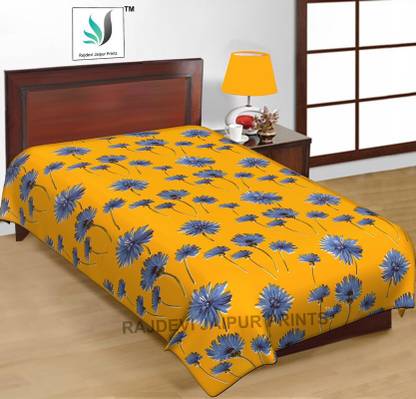 RAJDEVI JAIPUR PRINTS 144 TC Cotton Single Floral Flat Bedsheet