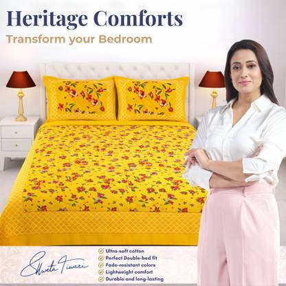 MAGICAL Cotton Double Flat 144 TC Printed Bedsheet