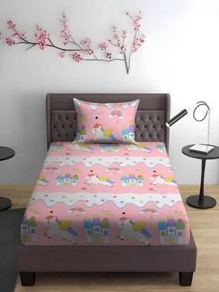 Weave & Décor Microfiber Single Flat 300 TC Printed Bedsheet
