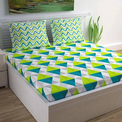Leo Creation Cotton Double Flat 144 TC Jaipuri Prints Bedsheet