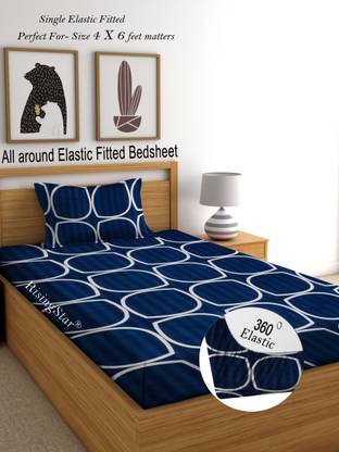 RisingStar 350 TC Cotton Single Abstract Fitted (Elastic) Bedsheet