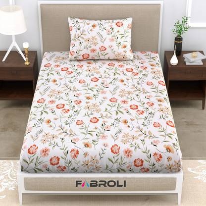 Fabroli 300 TC Cotton Single Printed Flat Bedsheet