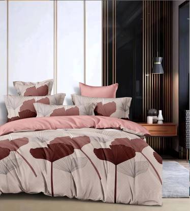 GAARVI HOMES Cotton King Fitted (Elastic) 300 TC Geometric Bedsheet