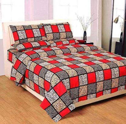 SAN & MAAHI Microfiber Double Flat 120 TC Checkered Bedsheet