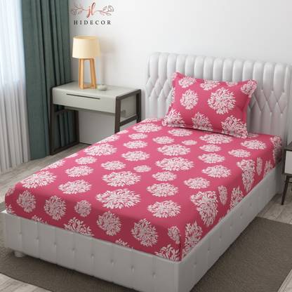 HIDECOR 280 TC Microfiber Single Floral Flat Bedsheet