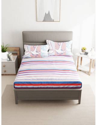 Bianca 144 TC Cotton Double Striped Flat Bedsheet
