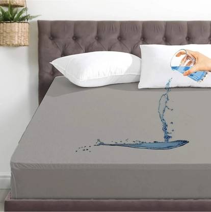 Blufurn Cotton Double Fitted (Elastic) 200 TC Solid Bedsheet