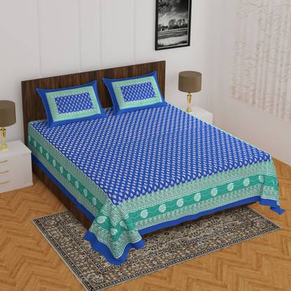 Pik Oops Cotton Double Flat 144 TC Jaipuri Prints Bedsheet