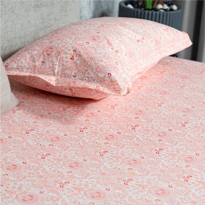Urban Space Cotton King Fitted (Elastic) 200 TC Floral Bedsheet