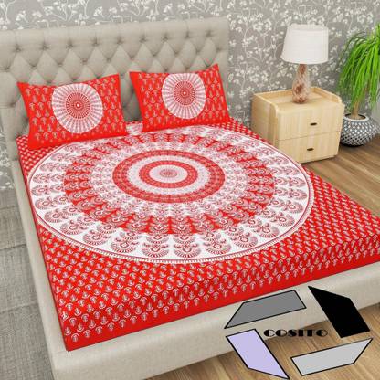 Cosito Cotton Double Flat 144 TC Printed Bedsheet