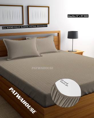 PATWAHOUSE Microfiber King Fitted (Elastic) 220 TC Solid Bedsheet