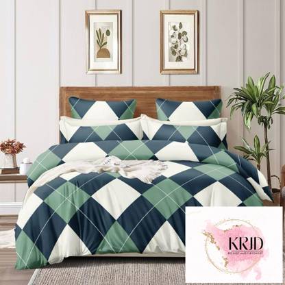 KRJD Cotton King Flat 180 TC Geometric Bedsheet