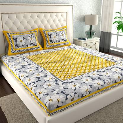 VNV Creation Cotton Double Flat 144 TC Printed Bedsheet