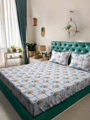 Alina decor 210 TC Polycotton Double Floral Flat Bedsheet