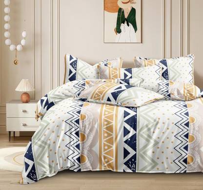 AVINYA 220 TC Cotton Single Checkered Fitted (Elastic) Bedsheet