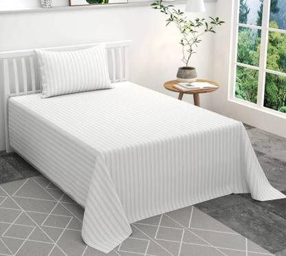 t tungol 310 TC Satin Single Striped Flat Bedsheet