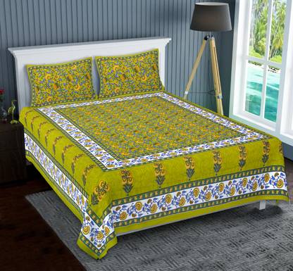 Livingkart 280 TC Cotton King Floral Flat Bedsheet