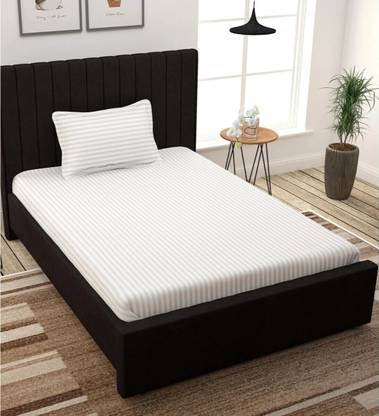 BROMWICK Microfiber Single Flat 300 TC Striped Bedsheet