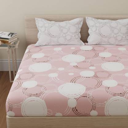 Huesland 144 TC Cotton Double Geometric Flat Bedsheet