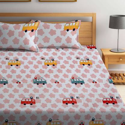 Weave & Décor Microfiber Single Flat 300 TC Cartoon Bedsheet