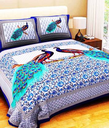 Bombay Spreads 120 TC Cotton Double 3D Printed Flat Bedsheet