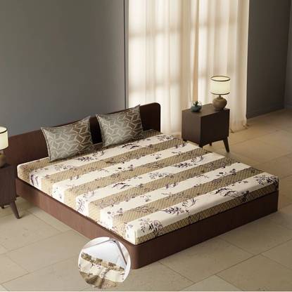 CARLTON LONDON Cotton Queen Fitted (Elastic) 144 TC Geometric Bedsheet