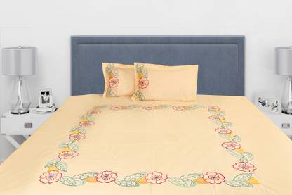 Tutli Putli 250 TC कॉटन एम्ब्रॉइडरेड बेडशीट