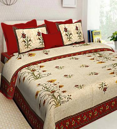 BOMBAY SPEED Cotton King Flat 280 TC Floral Bedsheet
