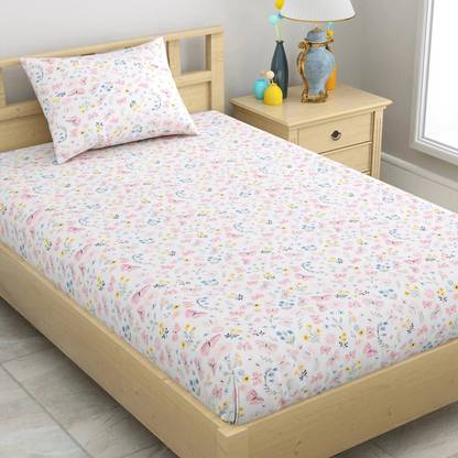 haus & kinder 120 TC Cotton Single Printed Flat Bedsheet