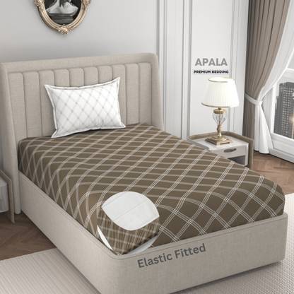 Apala 280 TC Microfiber Single Geometric Fitted (Elastic) Bedsheet