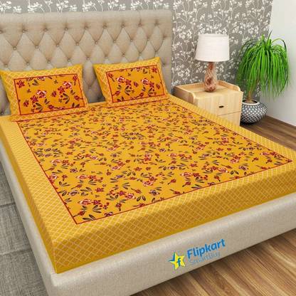 Flipkart SmartBuy 104 TC Cotton Double Jaipuri Prints Flat Bedsheet