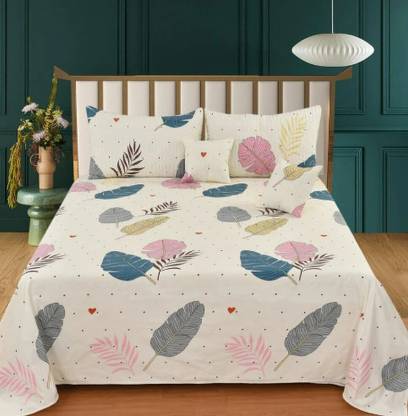 New Click Shop Cotton Double Flat 280 TC Floral Bedsheet