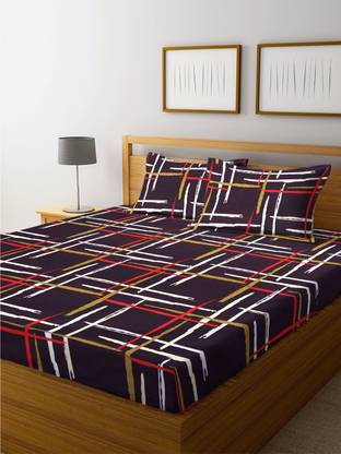YaAkholic 260 TC Cotton Double Printed Fitted (Elastic) Bedsheet