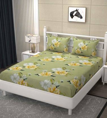 Fabricora 210 TC Cotton Double Abstract Fitted (Elastic) Bedsheet