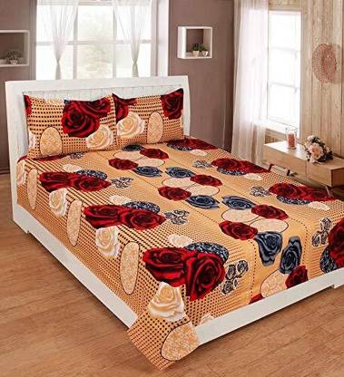Home Garage 180 TC Microfiber Queen Self Design Flat Bedsheet