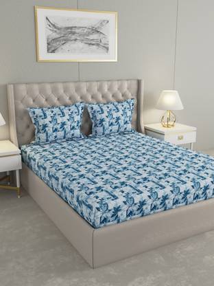 Raymond Home Cotton Double Flat 104 TC Abstract Bedsheet