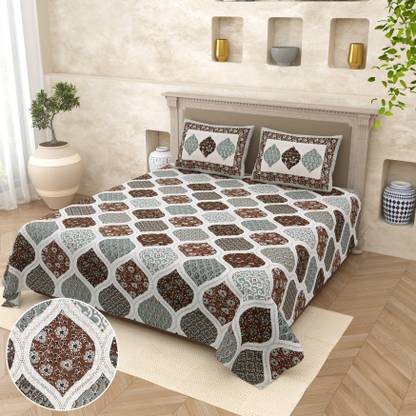 Flipkart SmartBuy 220 TC Cotton King Jaipuri Prints Flat Bedsheet